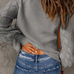 V Neck Long Sleeve Button Down Ribbed Sweatshirts Cardigan