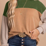 Colorblock corduroy long-sleeve top