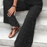 High Waist Jacquard Wide Leg Pants Casual Trousers