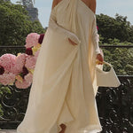 Long Sleeves Loose Solid Color Halter-Neck Maxi Dresses