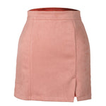 High-waist zipper autumn and winter A-line solid color skirt