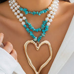 Beaded Contrast Color Heart Shape Dainty Necklace Necklaces Accessories