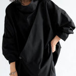 Long Sleeves Loose Solid Color High Neck T-Shirts Tops