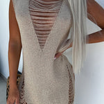 Liberty Island Hollow Out Knit Beach Mini Dress
