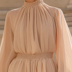 Chiffon Mock Neck Romper ��� Romantic Sheer Elegance For Effortless Glamour
