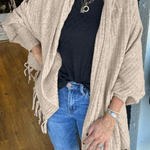 Casual Fringed Trim Irregular Cardigan Collar Outerwear(9 Colors)