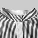 Long Sleeves Loose Buttoned Striped Stand Collar Blouses&Shirts Tops