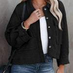Women's Waffle Cardigan Short Top Jacket