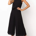 Basic Everyday Round Neck Tank Cropped Wide Leg Jumpsuit