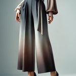 Loose Wide Leg Gradient Tied Waist Casual Pants Bottoms Trousers