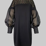 Long Sleeves Loose Hollow Solid Color Split-Joint Round-Neck Mini Dresses