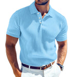 Men's Casual Solid Color Soft Knit Lapel Slim Short Sleeve Polo Shirt Sweater