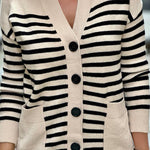 Beige striped simple cardigan