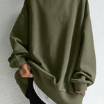 Casual Loose Solid Color Round-Neck Sweatshirt Top