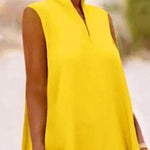 A-Line Sleeveless Solid Color Split-Joint Split-Side Streamer V-Neck Midi Dresses