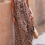 Cool Leopard Print Patchwork Suspender Maxi Dress