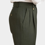 NAPOLI PLEATED COASTAL TROUSERS - Olive