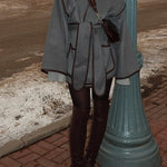 Open Front Pocketed Splice Coat with Belt