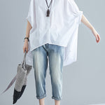 Irregular High-Low Oversize Batwing Sleeve Shirt