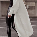 Lantern sleeve loose long knit cardigan
