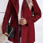 Style Collection Plaid Collared Neck Long Sleeve Jacket