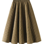 Elastic waist diamond woven quilted A-line slimming skirt
