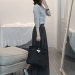 Casual Solid Color Elasticity Waist Pleated Skirts