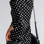 Long Sleeves Loose Polka-Dot Heaps Collar T-Shirts Tops