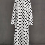 A-Line Long Sleeves Elasticity Polka-Dot Split-Joint Off-The-Shoulder Maxi Dresses