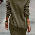 High Neck Long Sleeve Wrapped Short Dress