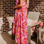 Rose Floral High Low Bandeau Vacay Dress