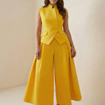 High Waisted Loose Pleated Solid Color Split-Joint Pants