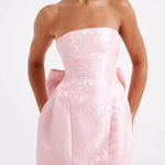 Sexy fashion jacquard tube top bow short dress