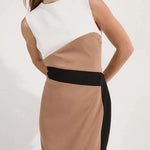 Workwear Day Colourblock Tailored Pencil Slit Stretch Midi Dress