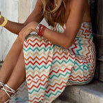 Strapless Color Contrast Stripe Dress