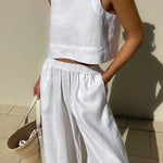 Chic Solid Color Sleeveless 2pieces Set