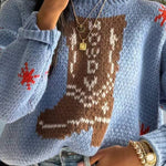 Christmas Knitted Boots Round Neck Long Sleeve Sweater