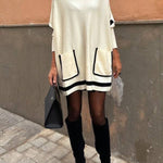 GALICIA Beige Simple Long Sweater