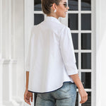 Casual Three-Quarter Sleeves Loose Embroidered Stand Collar Blouses&Shirts Tops