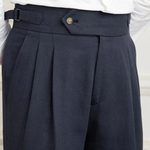 CAGLIARI PLEATED COASTAL TROUSERS - Navy Blue