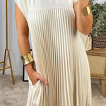 Sleeveless Pleated Simple Solid Color Dress