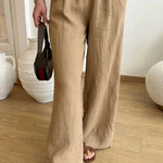 Casual Solid Color Cotton Linen Vest & Lace-Up Pants Two-Piece Set