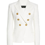 Long Sleeves Buttoned Notched Collar Blazer Outerwear