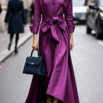 Shirt-collar, fitted-waist long dress