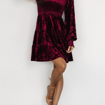 Casual Daily Ruffle Velvet O Neck A Line Dresses(4 Colors)