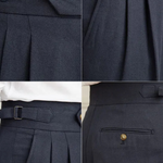 CAGLIARI PLEATED COASTAL TROUSERS - Navy Blue