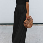 Round Neck Short Sleeve Long Jumpsuit