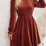 Turtleneck Long Sleeve Velvet Mini Dress