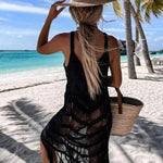 Queen of The Beach Tassel Cutout Knit Cover-up Dress