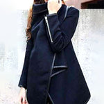 Original Asymmetric Split-Joint High-Neck Woolen Coat